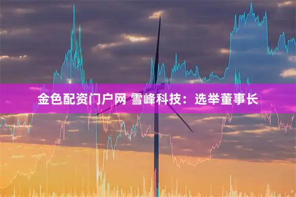 金色配资门户网 雪峰科技：选举董事长